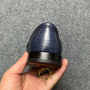 Giày hàng hiệu cao cấp Loafer Dior màu xanh than vân cá sấu - Hình ảnh 8