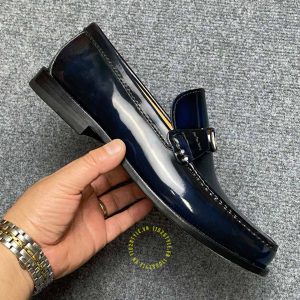 Giày hàng hiệu Loafer Dior màu xanh đen logo kim loại - Hình ảnh 5