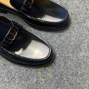 Giày hàng hiệu Loafer Dior màu xanh đen logo kim loại - Hình ảnh 3