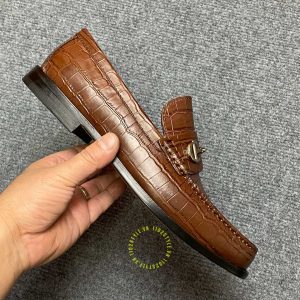 Giày hàng hiệu cao cấp Loafer Dior màu nâu vân cá sấu - Ảnh 5