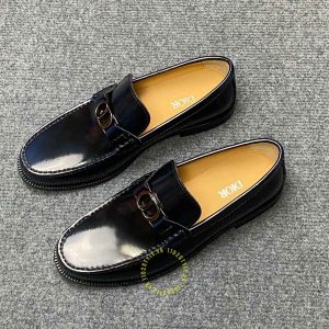 Giày hàng hiệu Loafer Dior màu xanh đen logo kim loại - Hình ảnh 2