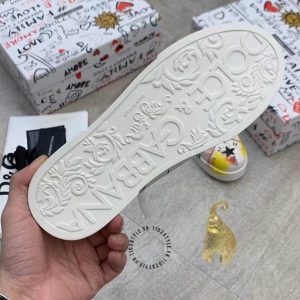 Giày sneaker D&G unisex màu trắng phối hoạ tiết vàng nổi bật - Ảnh 9