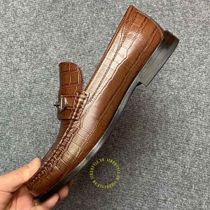 Giày hàng hiệu cao cấp Loafer Dior màu nâu vân cá sấu - Ảnh 6