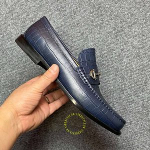 Giày hàng hiệu cao cấp Loafer Dior màu xanh than vân cá sấu - Hình ảnh 5