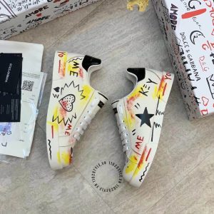 Giày sneaker D&G unisex màu trắng phối hoạ tiết vàng nổi bật - Ảnh 4