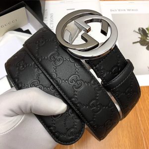 Dây nịt Gucci nam mặt khóa phối màu dây da họa tiết nổi bật - Ảnh 5