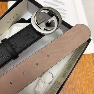 Dây nịt Gucci nam mặt khóa phối màu dây da họa tiết nổi bật - Ảnh 7
