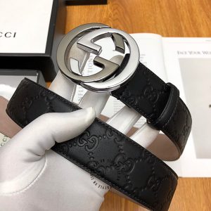 Dây nịt Gucci nam mặt khóa phối màu dây da họa tiết nổi bật - Ảnh 2