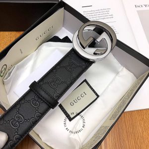 Dây nịt Gucci nam mặt khóa phối màu dây da họa tiết nổi bật - Ảnh 6