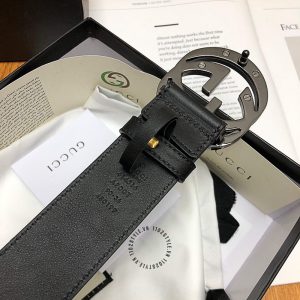 Dây nịt Gucci nam mặt khóa bấm dây da đen trơn cao cấp - Ảnh 8