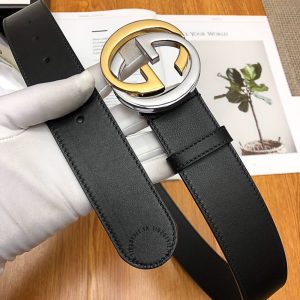 Dây nịt Gucci nam mặt màu vàng phối bạc replica 1:1 - Ảnh 2
