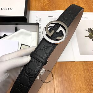 Dây nịt Gucci nam mặt khóa phối màu dây da họa tiết nổi bật - Ảnh 4