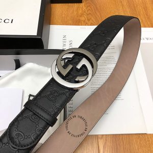 Dây nịt Gucci nam mặt khóa phối màu dây da họa tiết nổi bật - Ảnh 3