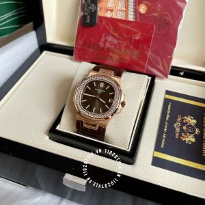Đồng hồ Patek Philippe 1:1 Nautilus 5711 Rose Gold Diamond Brown - Ảnh 7
