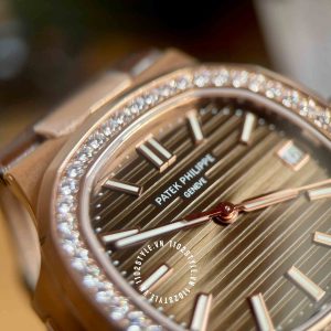 Đồng hồ Patek Philippe 1:1 Nautilus 5711 Rose Gold Diamond Brown - Ảnh 11