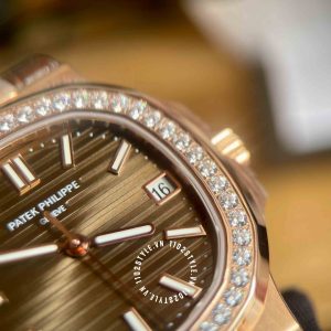 Đồng hồ Patek Philippe 1:1 Nautilus 5711 Rose Gold Diamond Brown - Ảnh 10