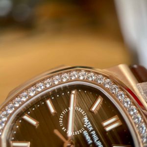 Đồng hồ Patek Philippe 1:1 Nautilus 5711 Rose Gold Diamond Brown - Ảnh 8