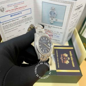 Đồng hồ Rolex giá tốt Datejust Blue Dial Vintage độ kim Moissanite - Hình ảnh 11