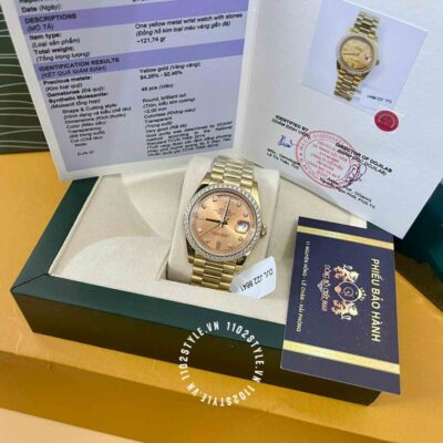 Giới thiệu về mẫu đồng hồ Rolex máy ETA 2836 128348RBR DayDate bọc vàng 75%