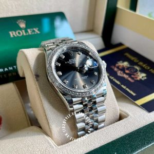 Đồng hồ Rolex Replica 1:1 Datejust Black Diamond Dial - Ảnh 3