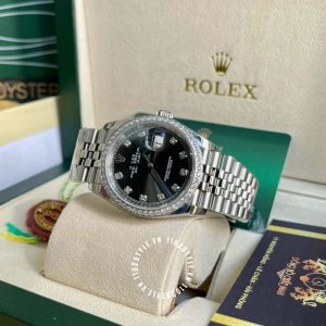 Đồng hồ Rolex Replica 1:1 Datejust Black Diamond Dial - Ảnh 9