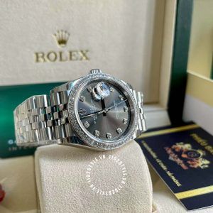 Đồng hồ Rolex Replica 1:1 Datejust Black Diamond Dial - Ảnh 12