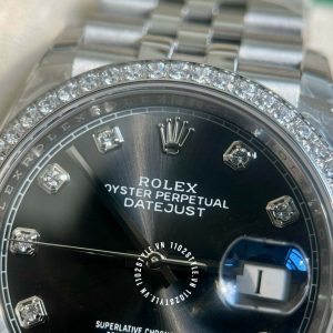 Đồng hồ Rolex Replica 1:1 Datejust Black Diamond Dial - Ảnh 22