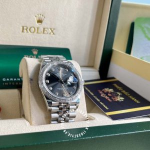 Đồng hồ Rolex Replica 1:1 Datejust Black Diamond Dial - Ảnh 4
