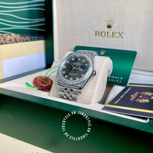 Đồng hồ Rolex Replica 1:1 Datejust Black Diamond Dial - Ảnh 8