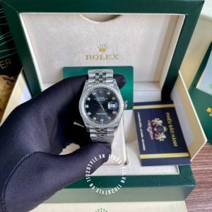 Đồng hồ Rolex Replica 1:1 Datejust Black Diamond Dial - Ảnh 2