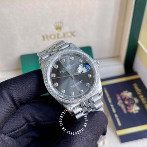 Đồng hồ Rolex Replica 1:1 Datejust Black Diamond Dial - Ảnh 11