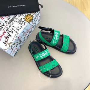 Dép sandal Dolce & Gabbana nam màu đen họa tiết hàng hiệu - Ảnh 2