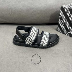 Dép sandal nam Givenchy da thật màu đen hàng hiệu Luxury - Ảnh 3