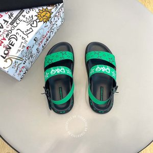 Dép sandal Dolce & Gabbana nam màu đen họa tiết hàng hiệu - Ảnh 4