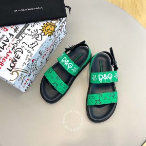 Dép sandal Dolce & Gabbana nam màu đen họa tiết hàng hiệu - Ảnh 3