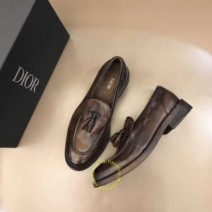 Giày fake loại 1 Loafer Dior nam da mềm màu nâu giá ưu đãi - Hình ảnh 2