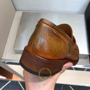 Giày fake 1 cao cấp Loafer Dior nam da mềm màu nâu da bò - Ảnh 8