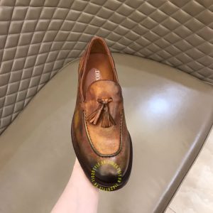 Giày fake loại 1 Loafer Dior nam da mềm màu nâu da bò - Hình ảnh 6