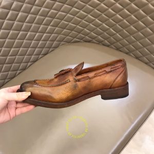 Giày fake loại 1 Loafer Dior nam da mềm màu nâu da bò - Hình ảnh 8
