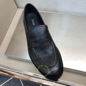 Giày fake 1 cao cấp Loafer Dior nam da mềm màu đen - Hình ảnh 4
