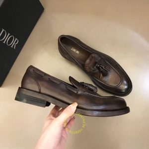 Giày fake loại 1 Loafer Dior nam da mềm màu nâu giá ưu đãi - Hình ảnh 3