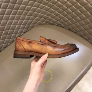 Giày fake loại 1 Loafer Dior nam da mềm màu nâu da bò - Hình ảnh 7