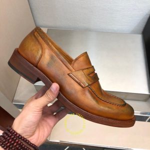 Giày fake 1 cao cấp Loafer Dior nam da mềm màu nâu da bò - Ảnh 5