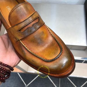 Giày fake 1 cao cấp Loafer Dior nam da mềm màu nâu da bò - Ảnh 6