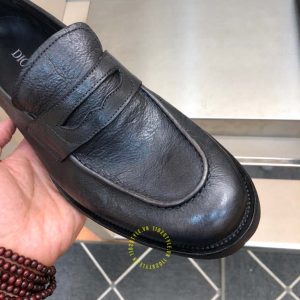 Giày fake 1 cao cấp Loafer Dior nam da mềm màu đen - Hình ảnh 7