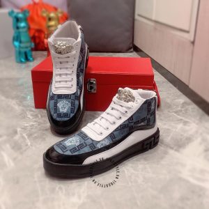 Sneaker Boot Versace nam phối màu trắng xanh hàng hiệu - Ảnh 2
