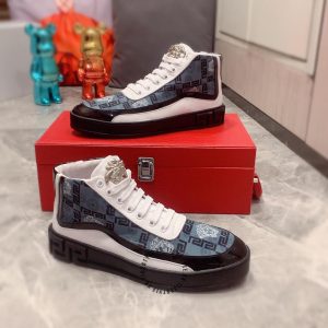 Sneaker Boot Versace nam phối màu trắng xanh hàng hiệu - Ảnh 4