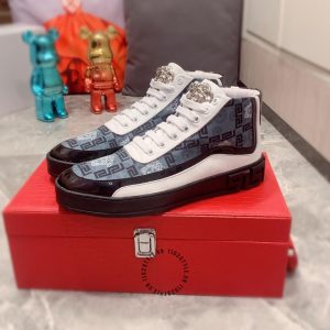 Sneaker Boot Versace nam phối màu trắng xanh hàng hiệu - Ảnh 3