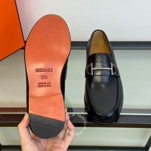 Giày Loafer Hermes nam màu đen da trơn cao cấp hàng hiệu - Hình ảnh 8
