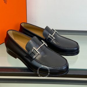 Giày Loafer Hermes nam màu đen da trơn cao cấp hàng hiệu - Hình ảnh 2